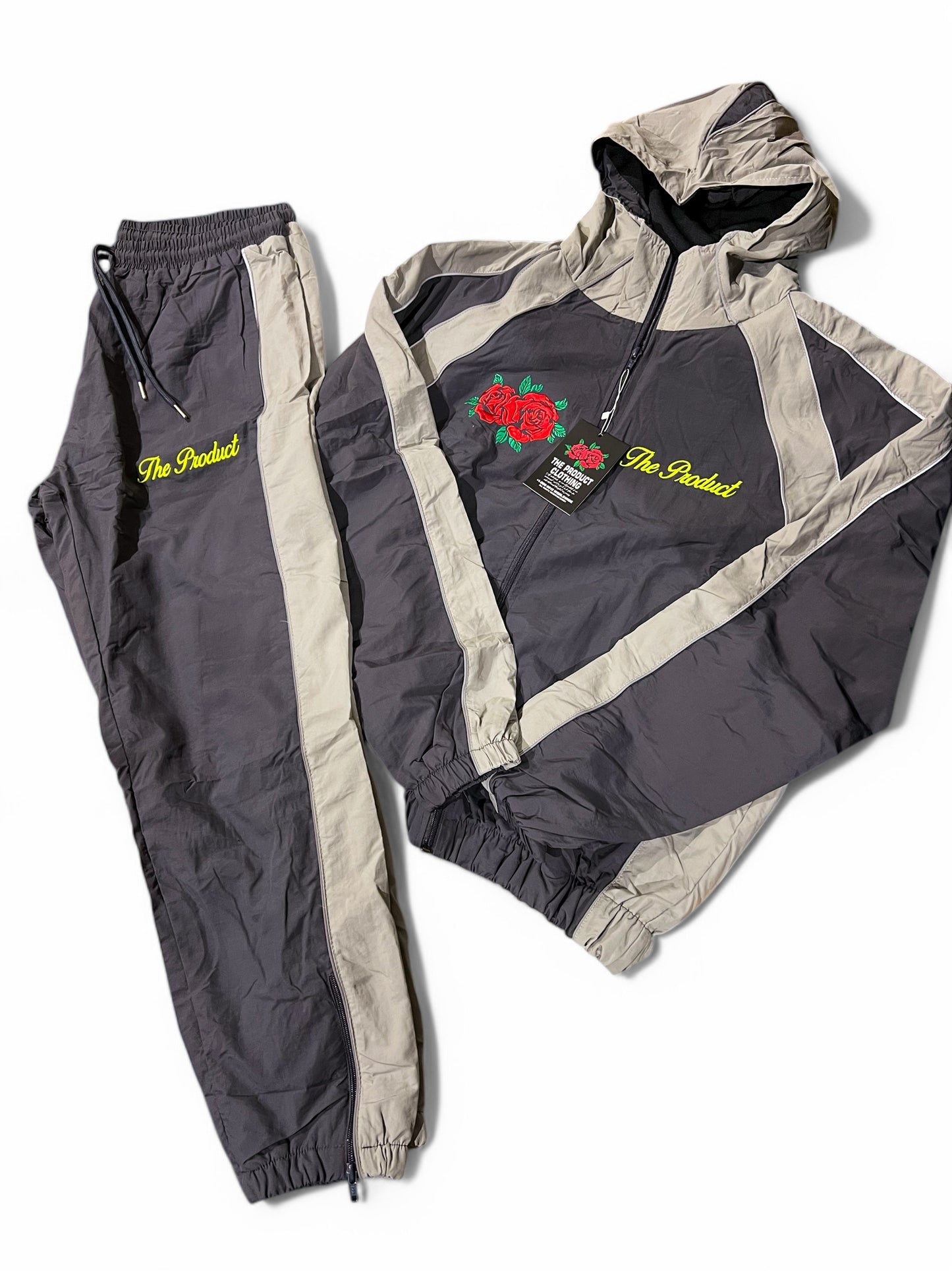 Two Tone Tracksuit - Grey & Neon Green